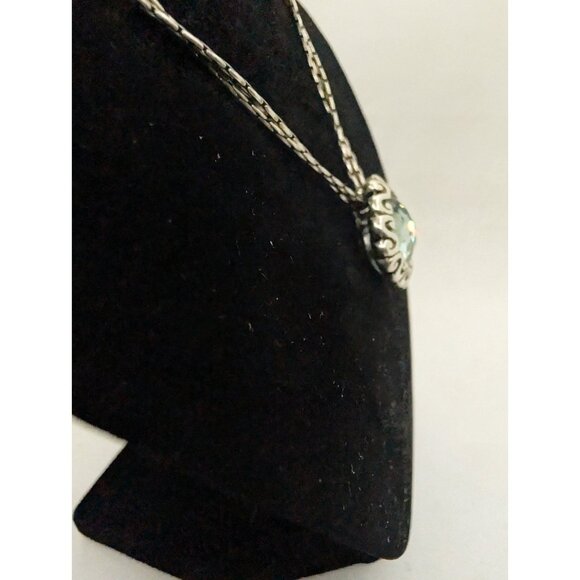 Brighton Necklace Danube Blue Faceted Pendant Crystal Silver Double Chain READ - Picture 10 of 10